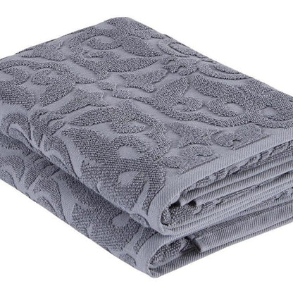 Set of Two Brown Floral Turkish Cotton 27" X 54" Bath Towels HomeRoots