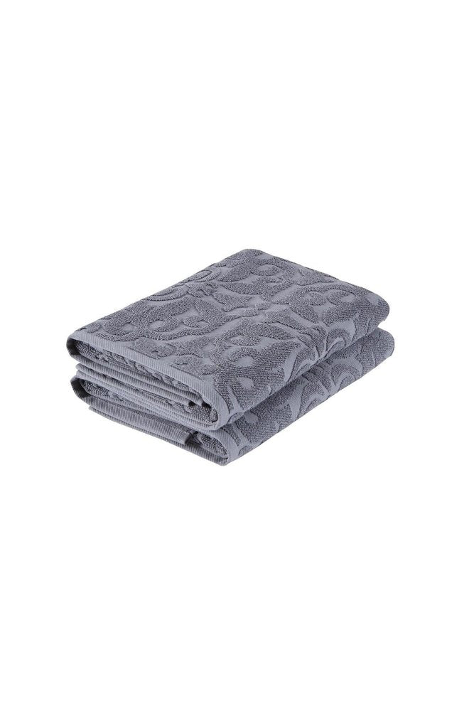 Set of Two Brown Floral Turkish Cotton 27" X 54" Bath Towels HomeRoots