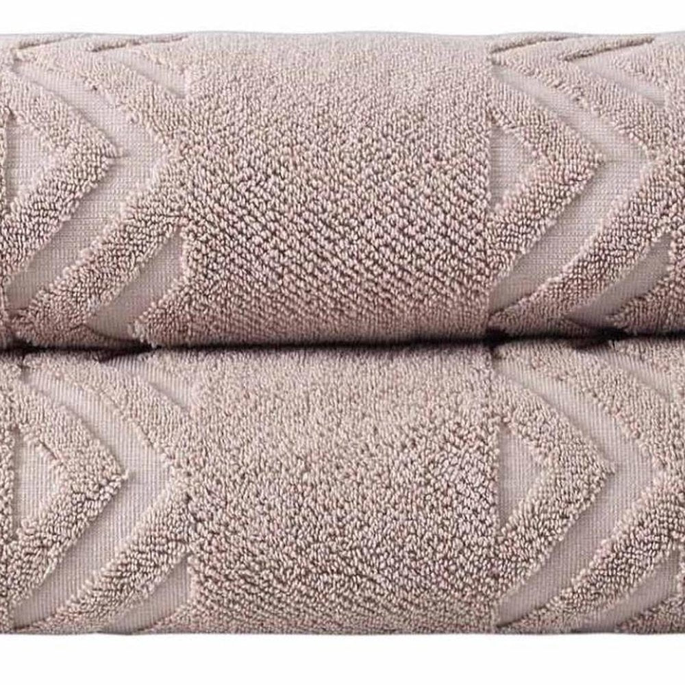 Set of Two White Geometric Turkish Cotton 40" X 70" Bath Sheets — view 9