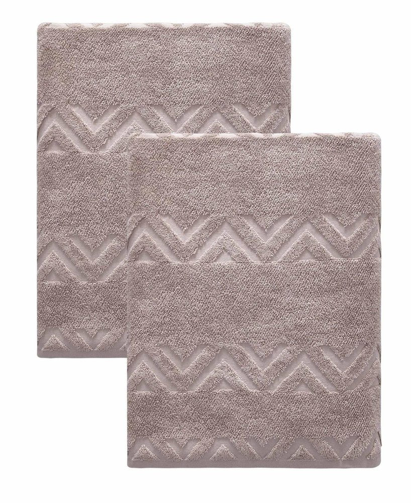 Set of Two White Geometric Turkish Cotton 27" X 54" Bath Towels — view 5