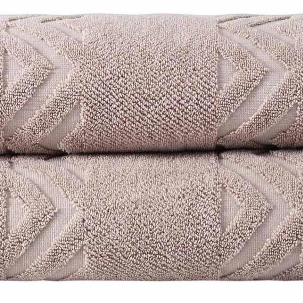 Set of Two White Geometric Turkish Cotton 27" X 54" Bath Towels — view 7