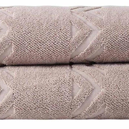 Set of Two White Geometric Turkish Cotton 27" X 54" Bath Towels HomeRoots