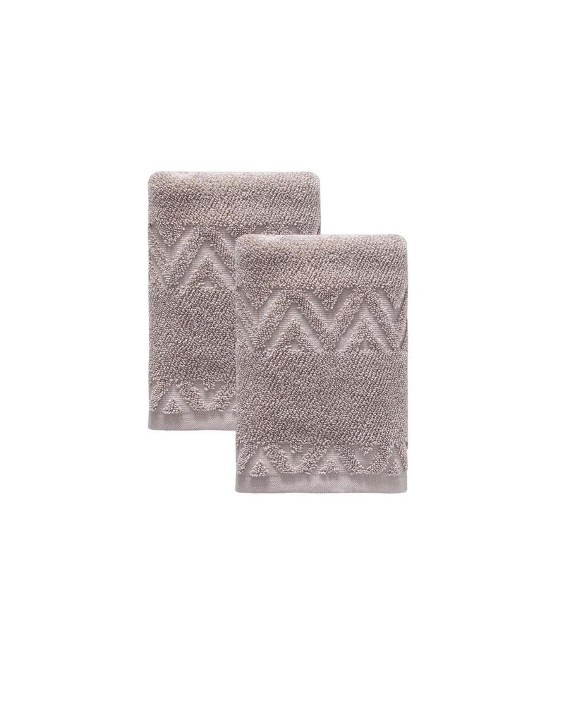 Set of Two White Geometric Turkish Cotton 16" X 30" Hand Towels HomeRoots