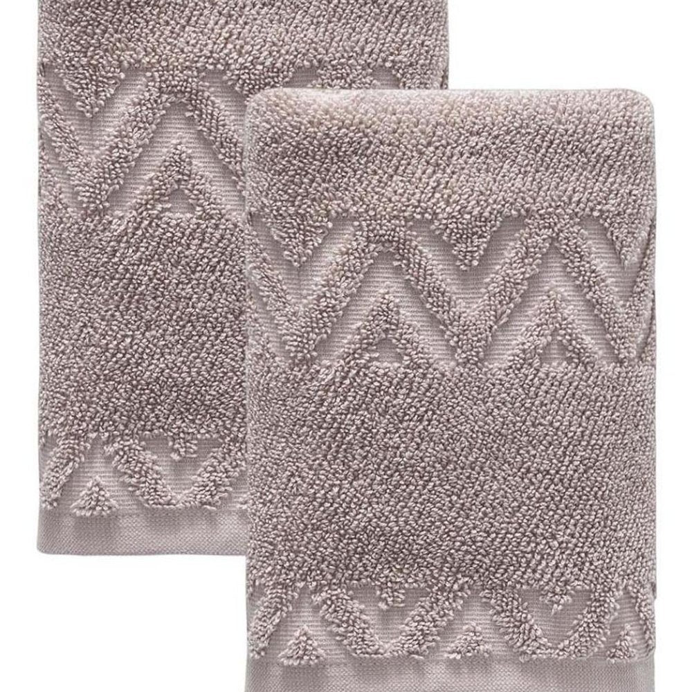 Set of Two White Geometric Turkish Cotton 16" X 30" Hand Towels HomeRoots