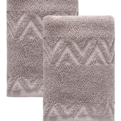 Set of Two White Geometric Turkish Cotton 16" X 30" Hand Towels HomeRoots