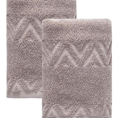 Set of Two White Geometric Turkish Cotton 16" X 30" Hand Towels HomeRoots
