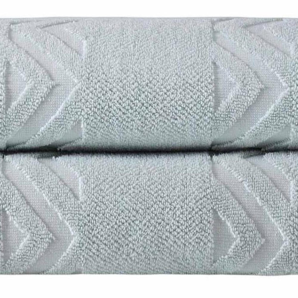 Set of Two White Geometric Turkish Cotton 40" X 70" Bath Sheets HomeRoots