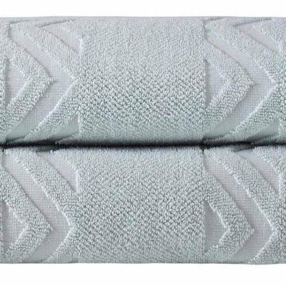 Set of Two White Geometric Turkish Cotton 40" X 70" Bath Sheets HomeRoots