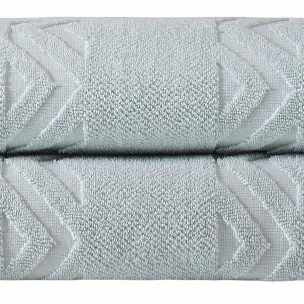 Set of Two White Geometric Turkish Cotton 27" X 54" Bath Towels HomeRoots