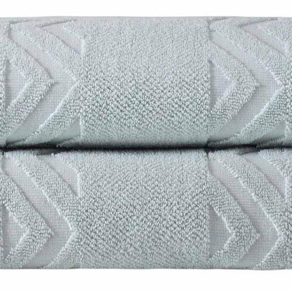 Set of Two White Geometric Turkish Cotton 27" X 54" Bath Towels HomeRoots