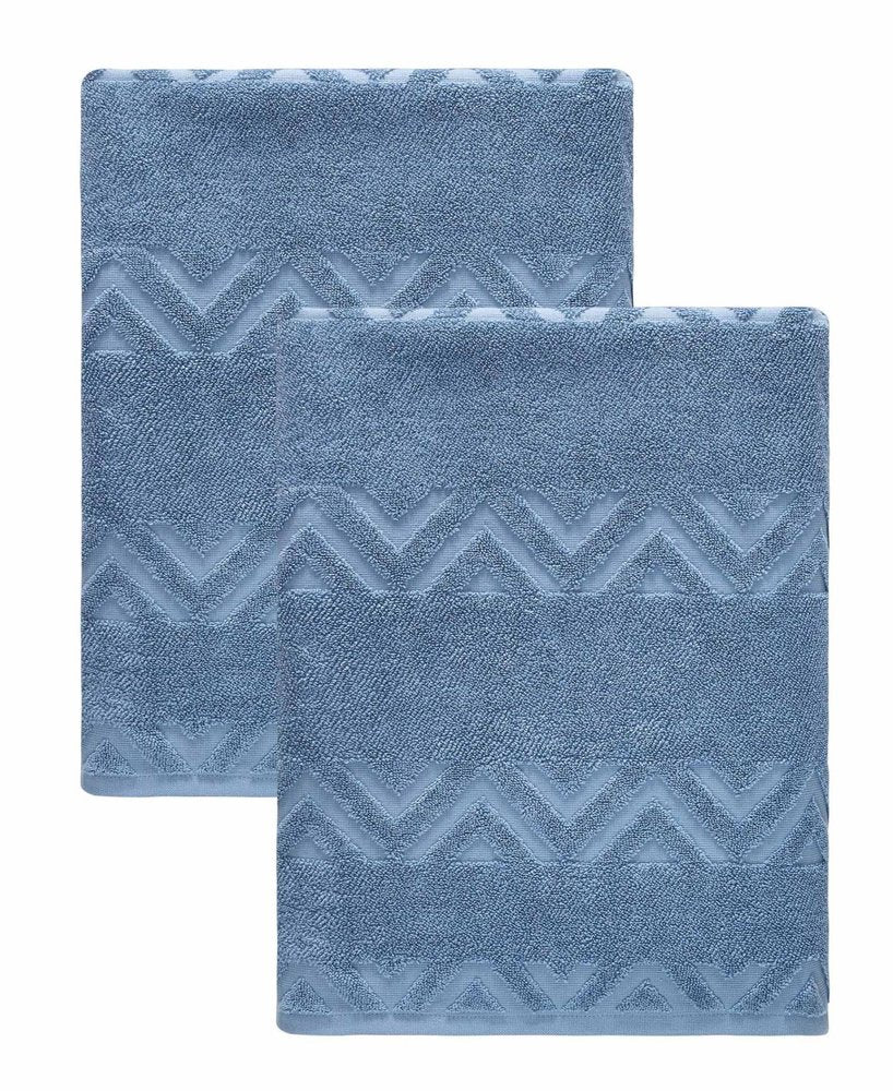 Set of Two White Geometric Turkish Cotton 27" X 54" Bath Towels — view 14