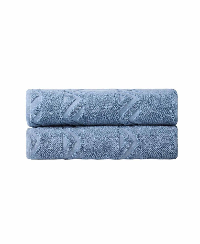 Set of Two White Geometric Turkish Cotton 27" X 54" Bath Towels — view 15