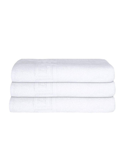 Set of Three White Greek Key Turkish Cotton 40" X 60" Bath Sheets HomeRoots