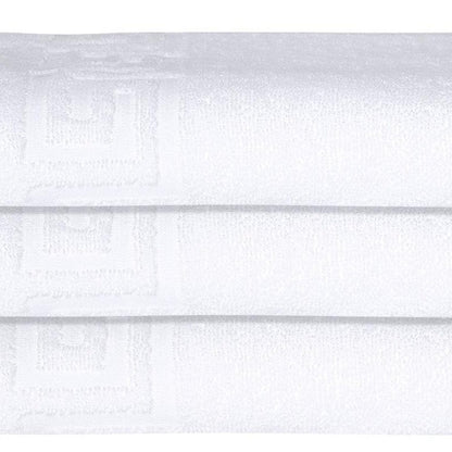 Set of Three White Greek Key Turkish Cotton 40" X 60" Bath Sheets HomeRoots