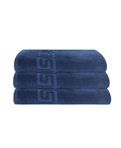 Set of Three White Greek Key Turkish Cotton 40" X 60" Bath Sheets HomeRoots