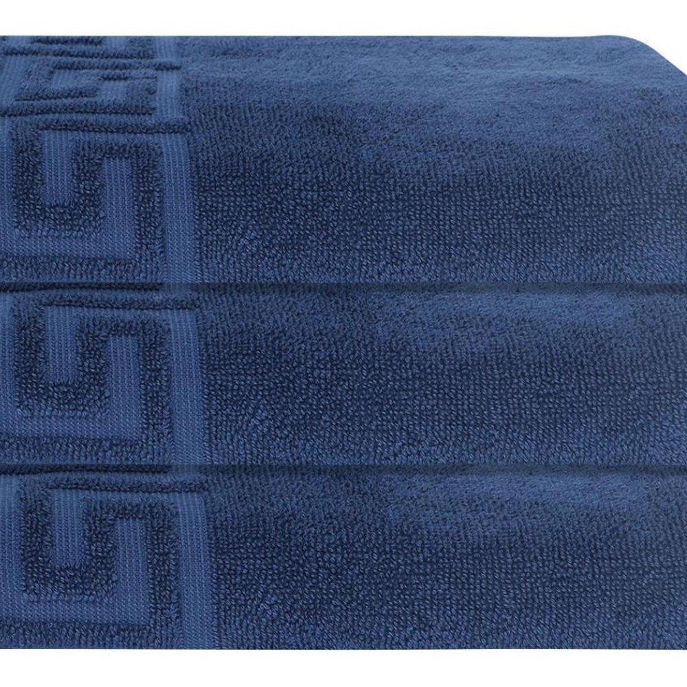 Set of Three White Greek Key Turkish Cotton 40" X 60" Bath Sheets HomeRoots