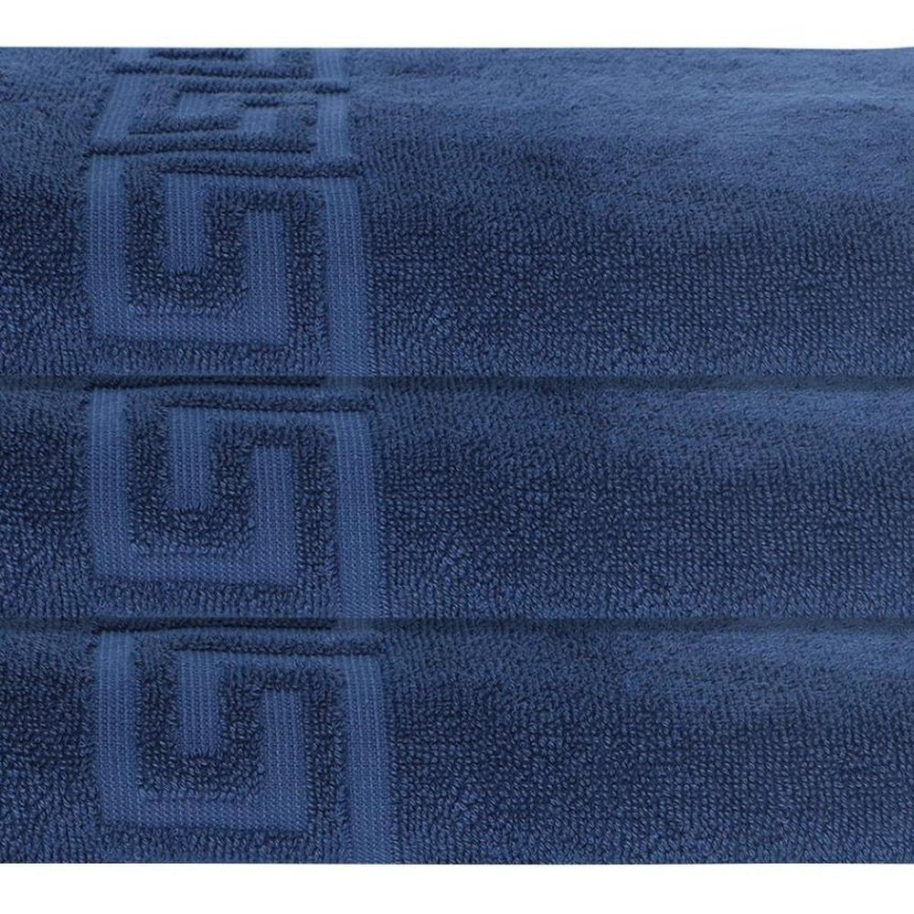 Set of Three White Greek Key Turkish Cotton 40" X 60" Bath Sheets — view 13