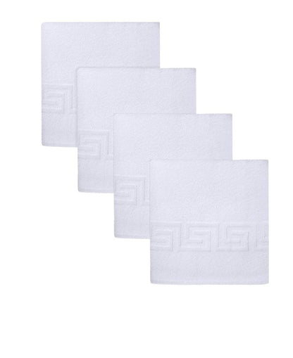 Set of Four White Greek Key Turkish Cotton 40" X 60" Bath Sheets HomeRoots