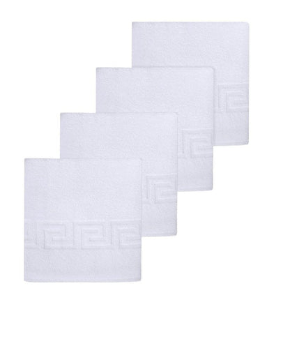Set of Four White Greek Key Turkish Cotton 40" X 60" Bath Sheets HomeRoots