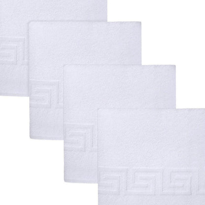 Set of Four White Greek Key Turkish Cotton 40" X 60" Bath Sheets HomeRoots