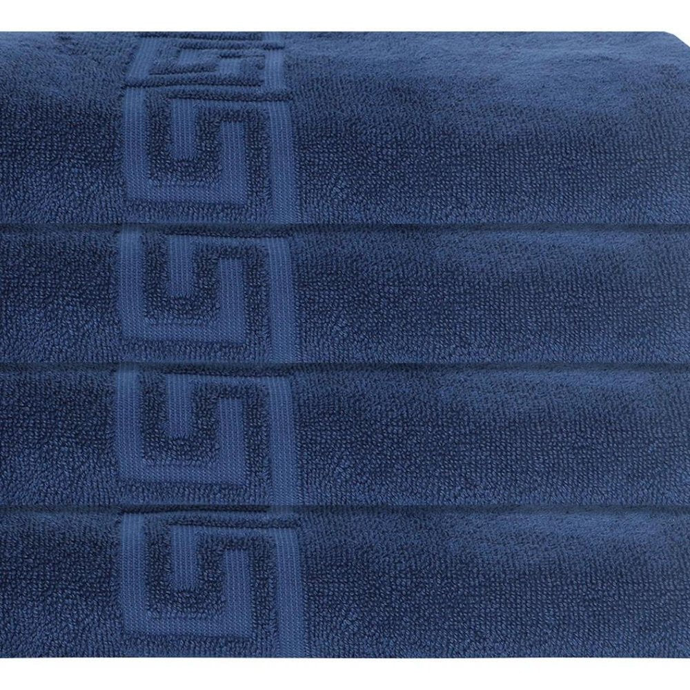 Set of Four White Greek Key Turkish Cotton 40" X 60" Bath Sheets — view 9