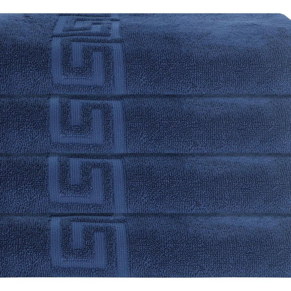 Set of Four White Greek Key Turkish Cotton 40" X 60" Bath Sheets — view 10
