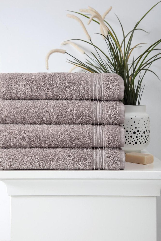 Set of Four Brown Turkish Cotton 27" X 54" Bath Towels HomeRoots