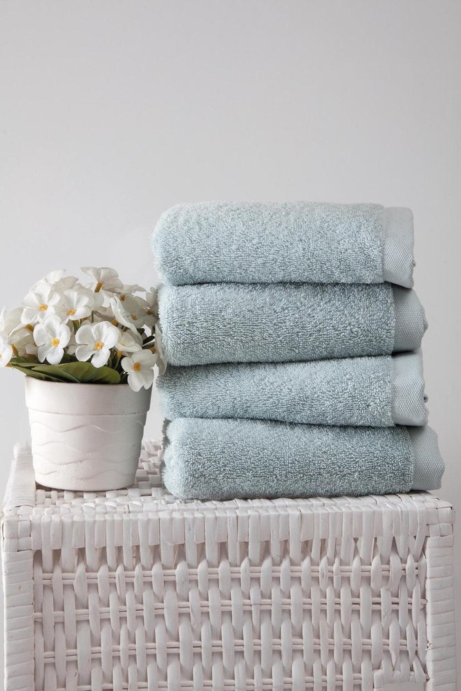 Set of Four Beige Turkish Cotton 16" X 30" Hand Towels HomeRoots