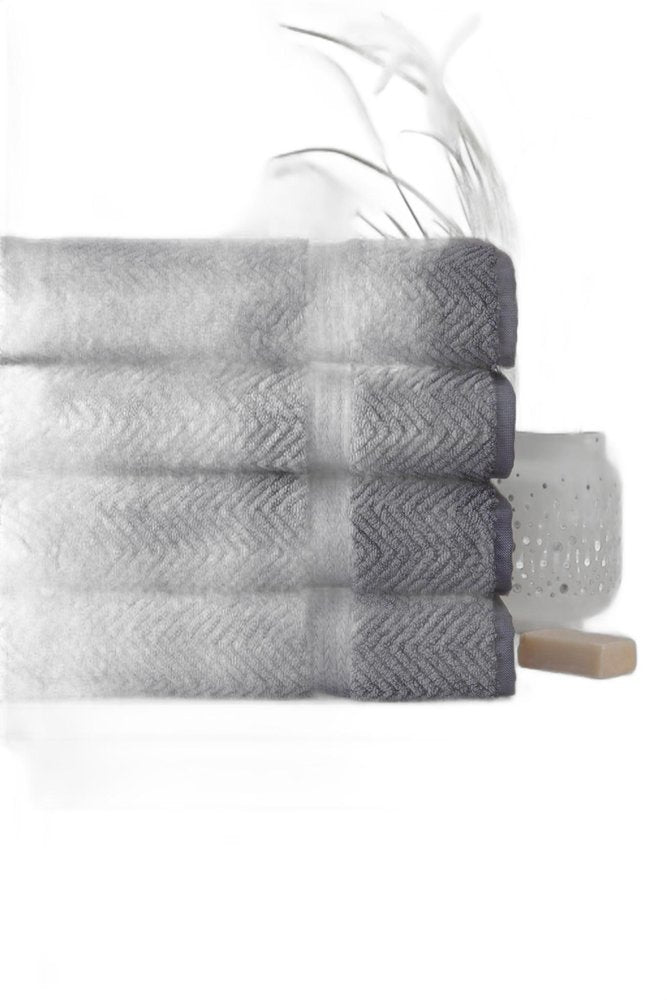 Set of Four Dark Gray Chevron Turkish Cotton 27" X 54" Bath Towels — view 1