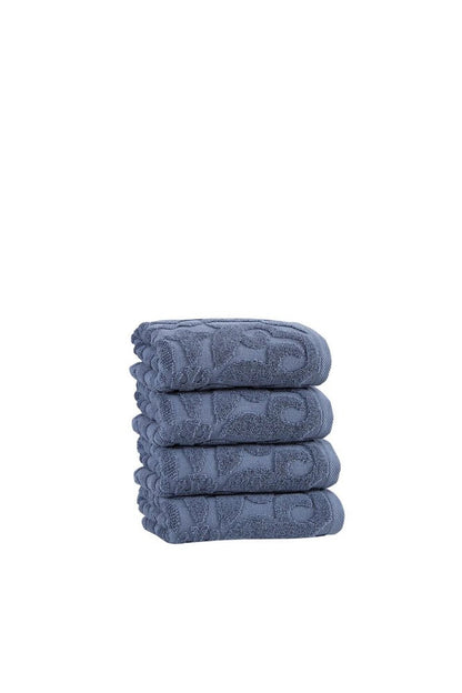 Set of Four Blue Floral Turkish Cotton 16" X 30" Hand Towels HomeRoots
