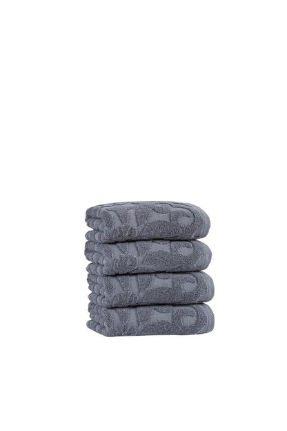 Set of Four Blue Floral Turkish Cotton 16" X 30" Hand Towels HomeRoots