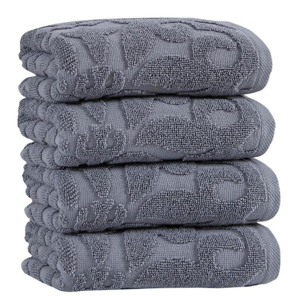Set of Four Blue Floral Turkish Cotton 16" X 30" Hand Towels — view 10