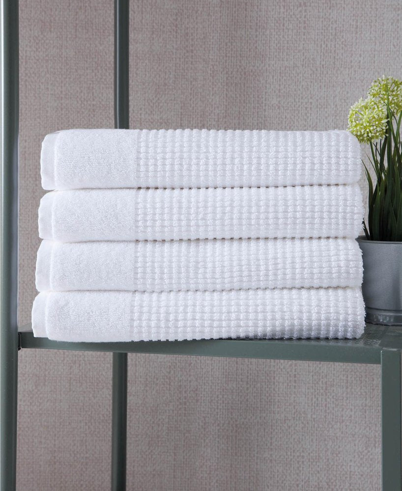 Set of Four White Polka Dots Turkish Cotton 27" X 54" Bath Towels — view 1