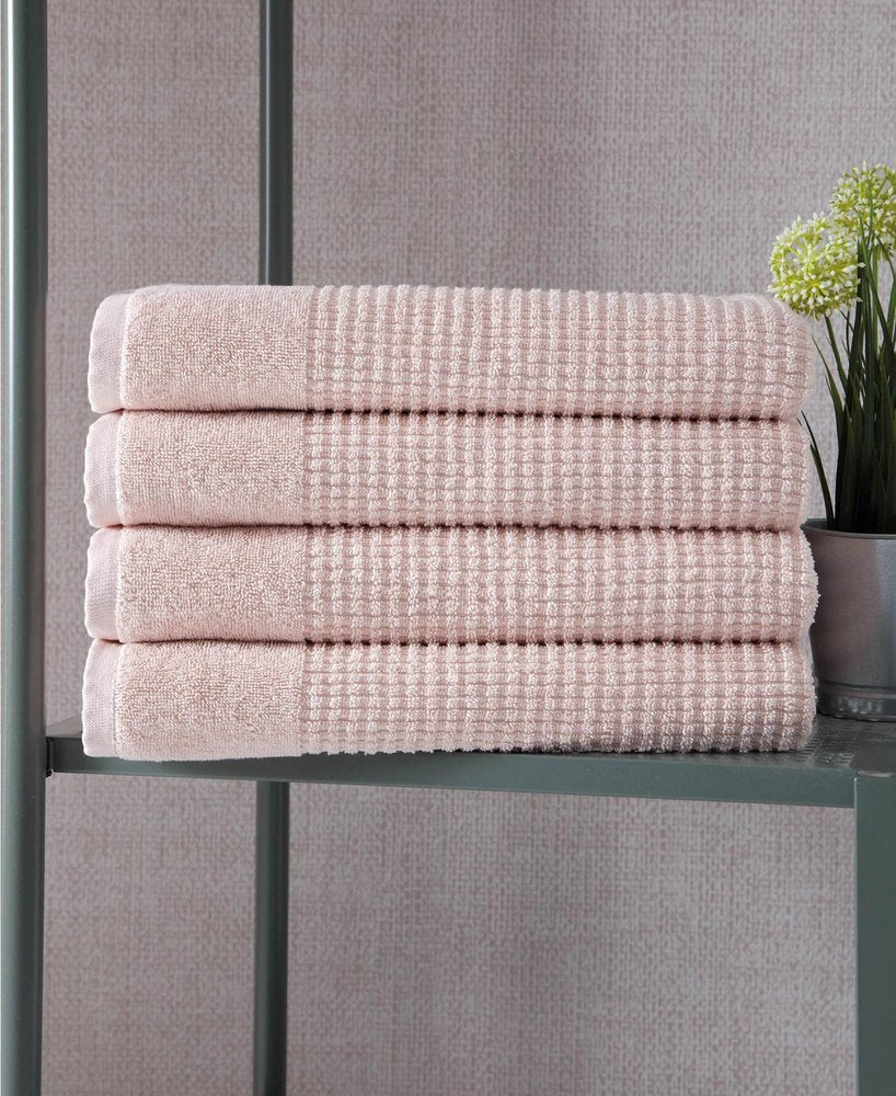 Set of Four White Polka Dots Turkish Cotton 27" X 54" Bath Towels HomeRoots