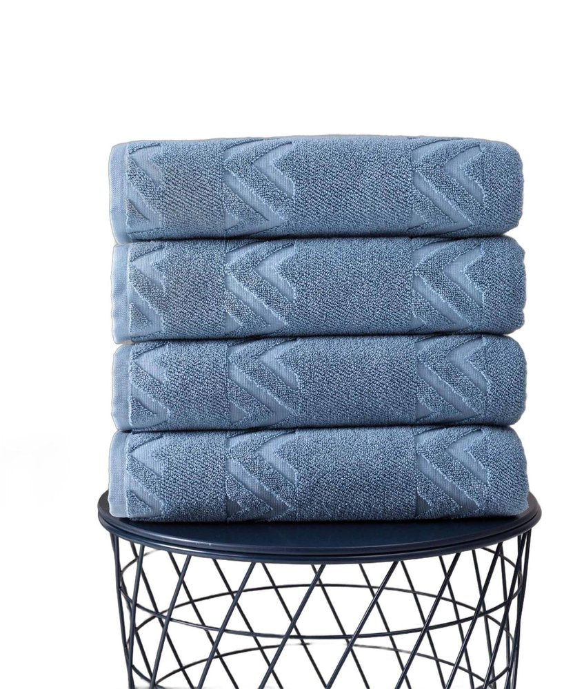 Set of Four Brown Geometric Turkish Cotton 27" X 54" Bath Towels HomeRoots