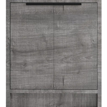 24" Gray Wood Double Door Bathroom Vanity With White Ceramic Sink HomeRoots