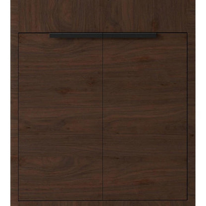 24" Brown Wood Double Door Bathroom Vanity With White Ceramic Sink HomeRoots