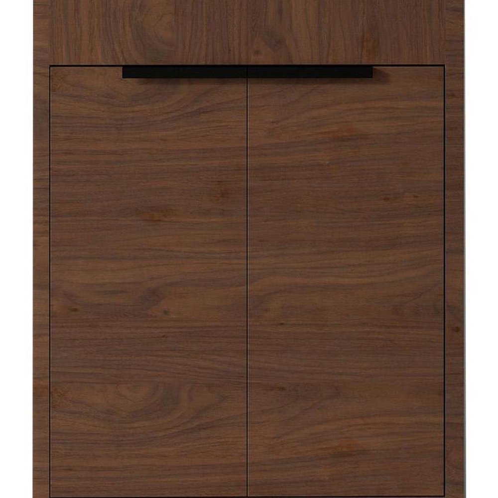 24" Brown Wood Double Door Bathroom Vanity With White Ceramic Sink HomeRoots