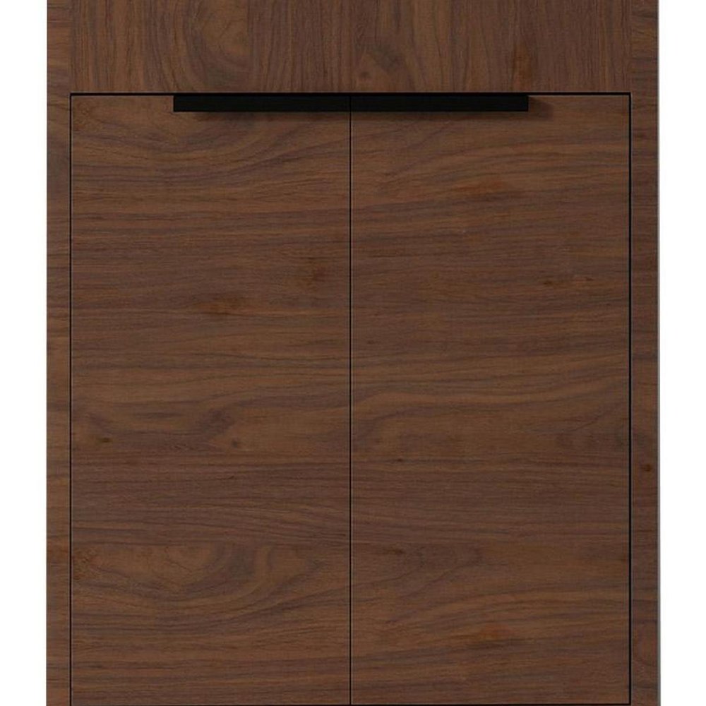 24" Brown Wood Double Door Bathroom Vanity With White Ceramic Sink — view 4