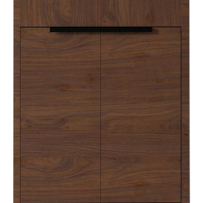 24" Brown Wood Double Door Bathroom Vanity With White Ceramic Sink HomeRoots