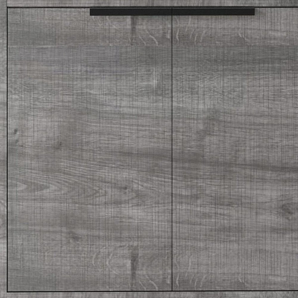 30" Gray Wood Double Door Bathroom Vanity With White Ceramic Sink HomeRoots