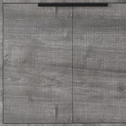 30" Gray Wood Double Door Bathroom Vanity With White Ceramic Sink HomeRoots