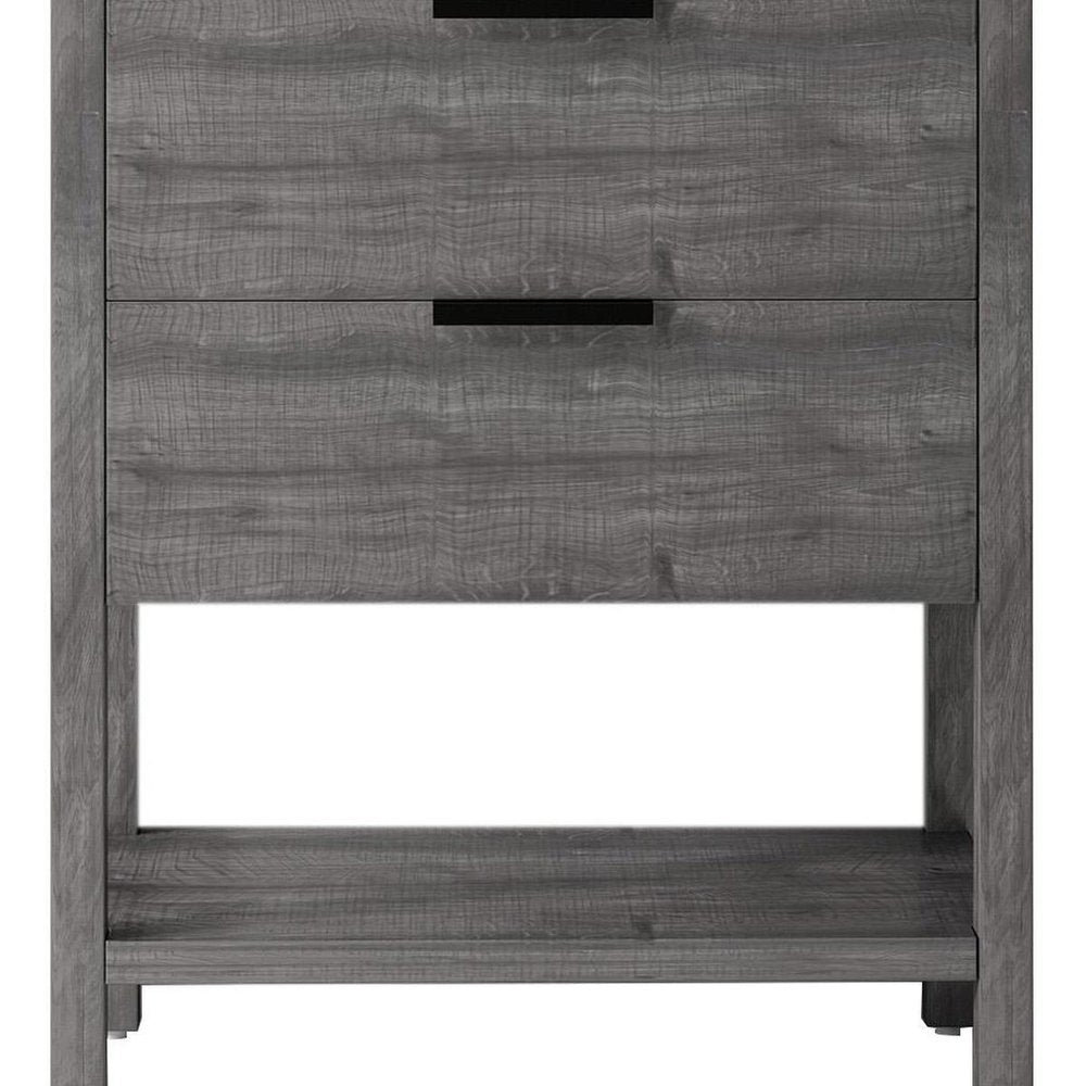 30" Natural Wood Bathroom Vanity With White Cultured Marble Sink Two Drawers And Shelf HomeRoots