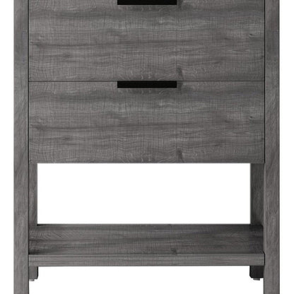 30" Natural Wood Bathroom Vanity With White Cultured Marble Sink Two Drawers And Shelf HomeRoots