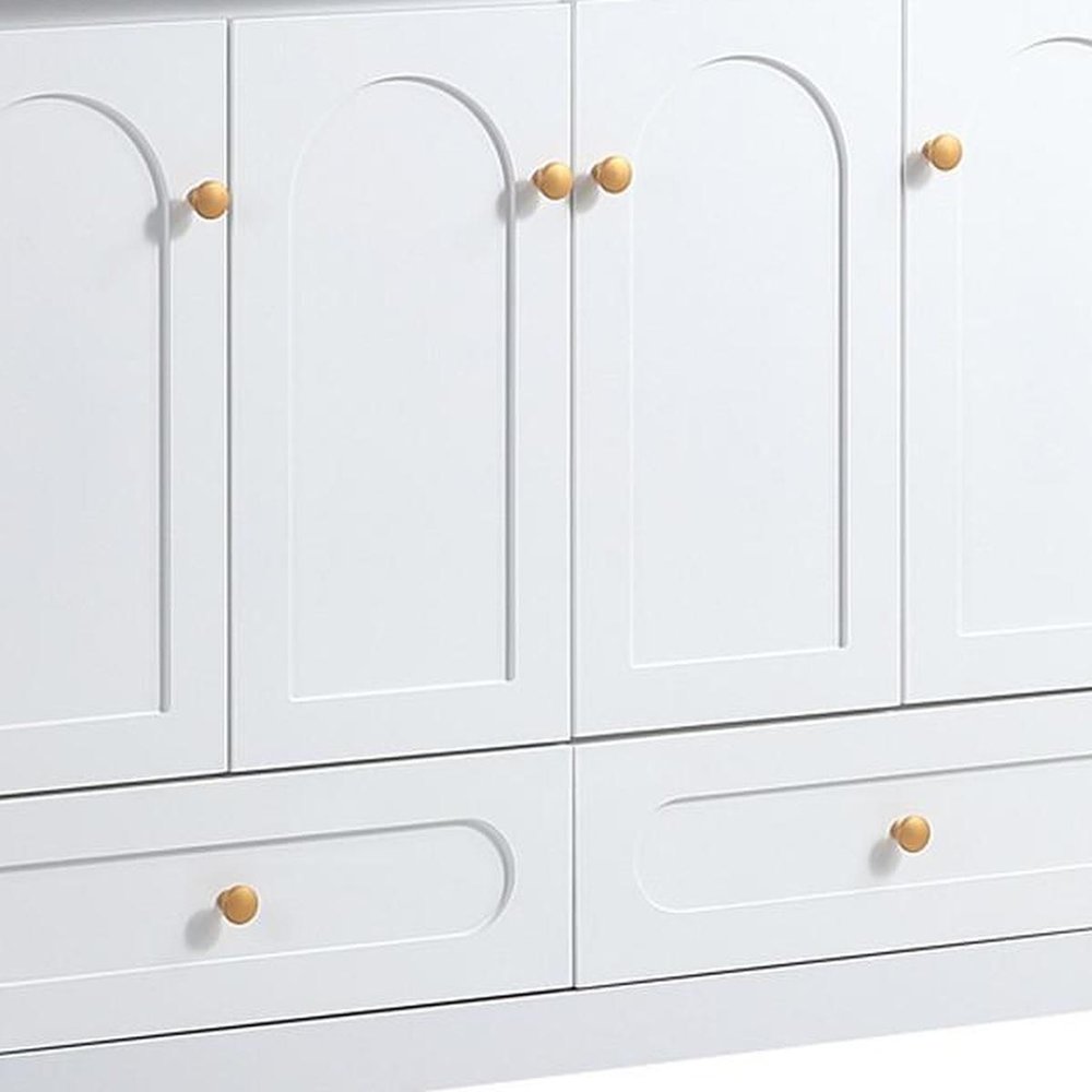 48" White Wood Four Door Bathroom Vanity With Acrylic Sink With Two Drawers And Shelves — view 2