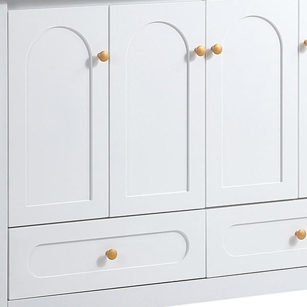 48" White Wood Four Door Bathroom Vanity With Acrylic Sink With Two Drawers And Shelves — view 3