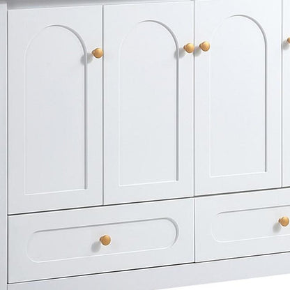 48" White Wood Four Door Bathroom Vanity With Acrylic Sink With Two Drawers And Shelves HomeRoots