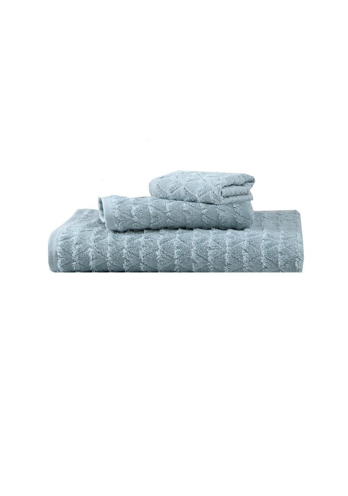 Set of Three White Geometric Turkish Cotton Towel Set HomeRoots