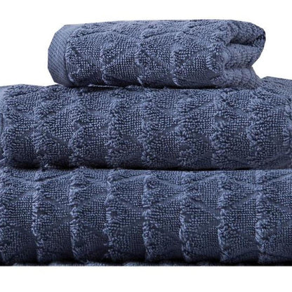 Set of Three White Geometric Turkish Cotton Towel Set HomeRoots