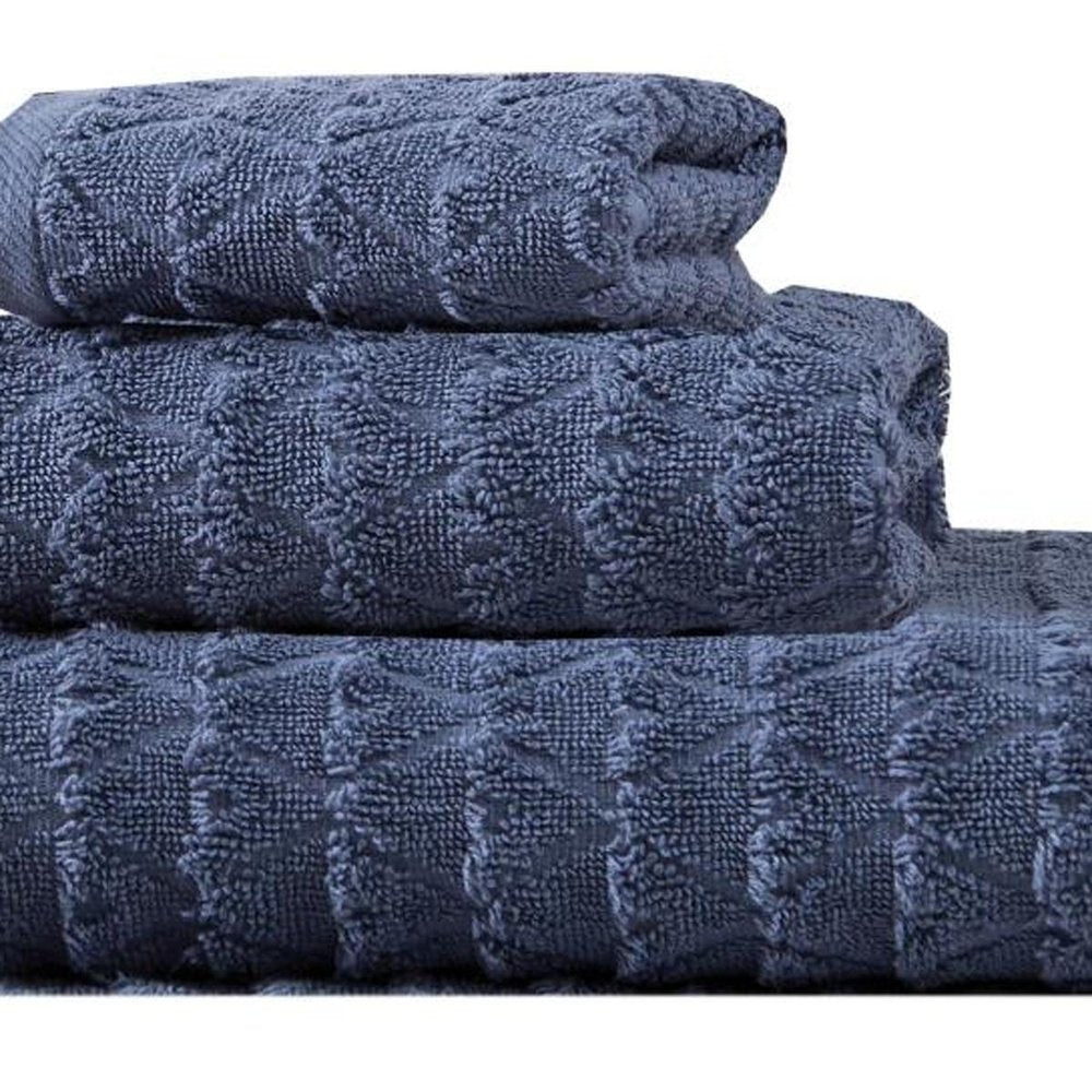 Set of Three White Geometric Turkish Cotton Towel Set — view 12